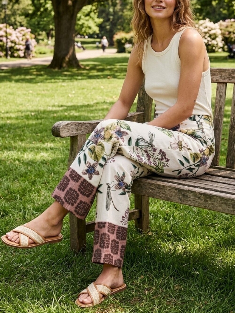 ZARA Tropical Flotal Print Pants Elegant Straight Leg Relaxed Pants - Picture 2 of 14